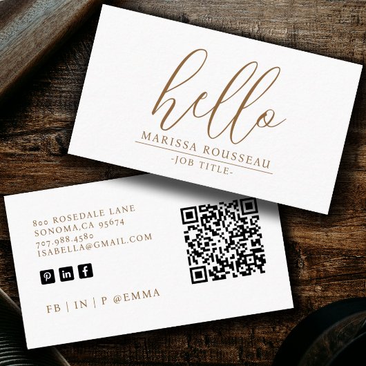 Hallo Modern minimalistisch goud Visitekaartje