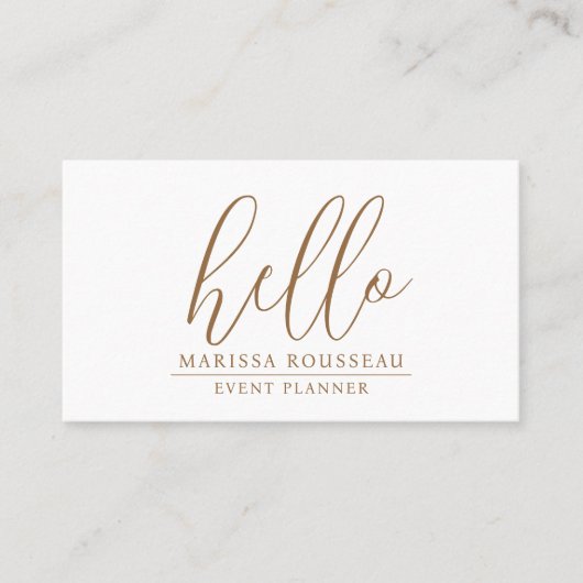 Hallo Modern minimalistisch goud Visitekaartje (Voorkant)