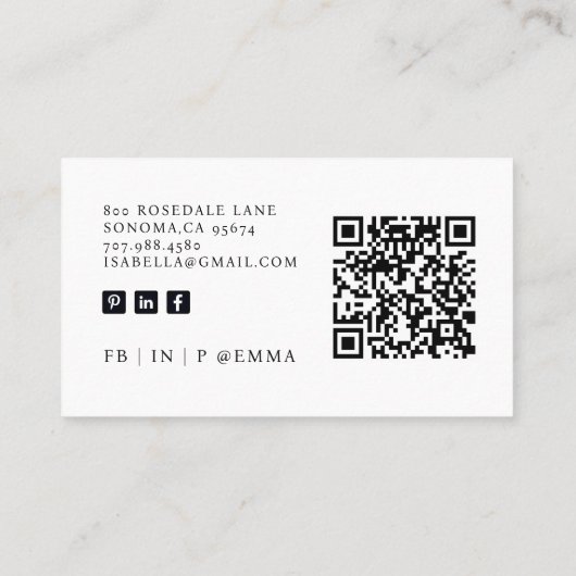 Hallo Modern minimalistisch wit Visitekaartje (Achterkant)