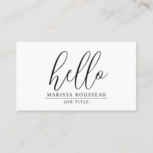 Hallo Modern minimalistisch wit Visitekaartje (Voorkant)