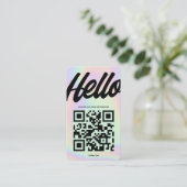 HALLO MODERN MONOGRAM LOGO HOLOGRAPHIC QR VISITEKAARTJE (Staand voorkant)