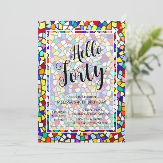 Hallo Modern Mozaïek Kleurrijk Kaart (Staand voorkant)