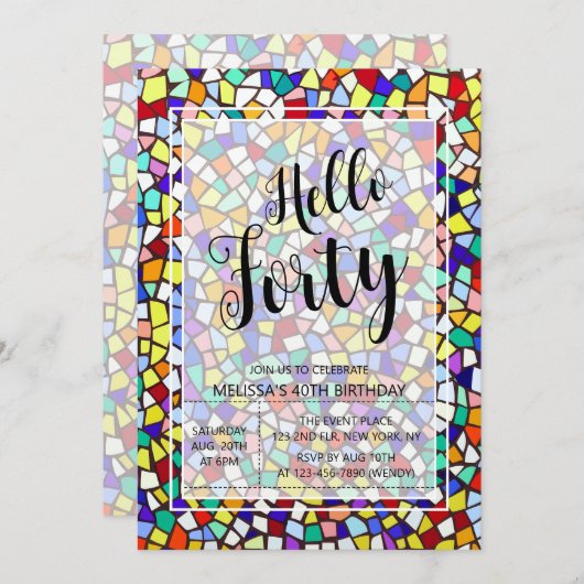 Hallo Modern Mozaïek Kleurrijk Kaart (Voorkant / Achterkant)