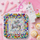 Hallo Modern Mozaïek Kleurrijk Papieren Bordje (Feest)