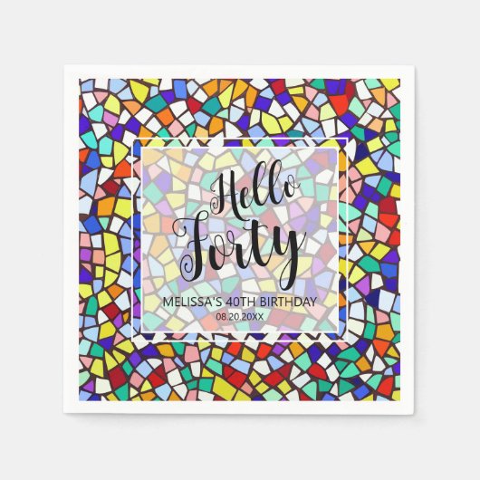 Hallo Modern Mozaïek Kleurrijk Servet (Voorkant)