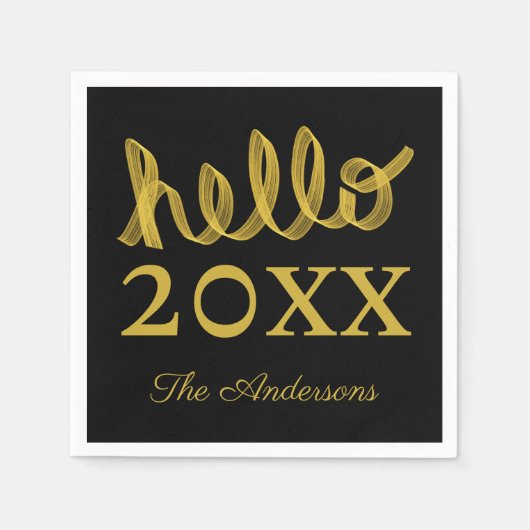 Hallo Modern Nieuw Jaar Gepersonaliseerd Servet (Voorkant)
