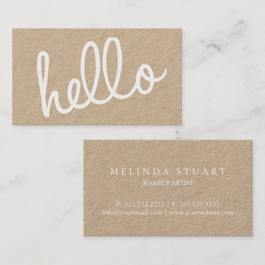 hallo modern professioneel Script Kraft Paper Visitekaartje (Voorkant / Achterkant)