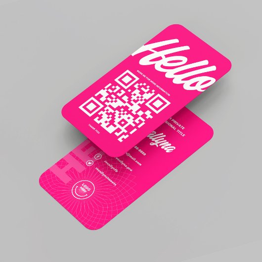 HALLO MODERN QR CODE HOT PINK VISITEKAARTJE