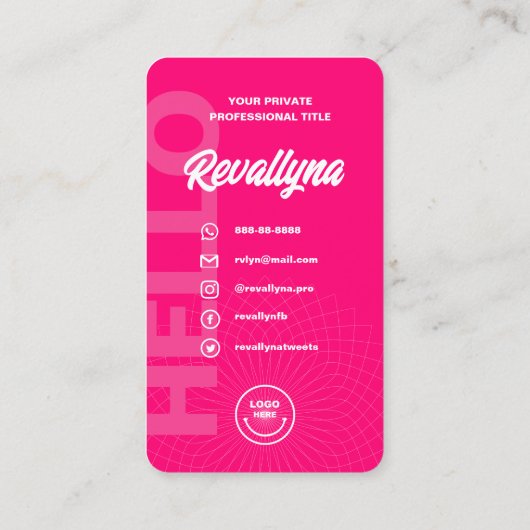 HALLO MODERN QR CODE HOT PINK VISITEKAARTJE (Achterkant)