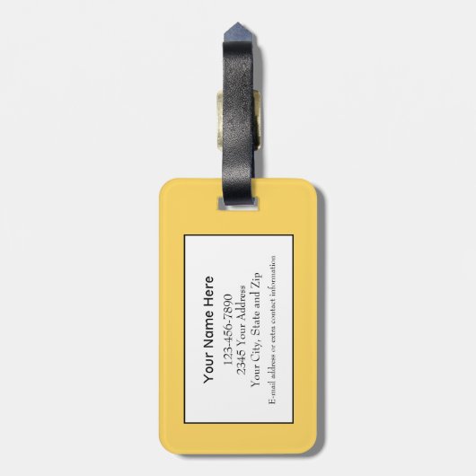Hallo Modern reizen Sunshine Typography Geel Bagagelabel (Achterkant verticaal)