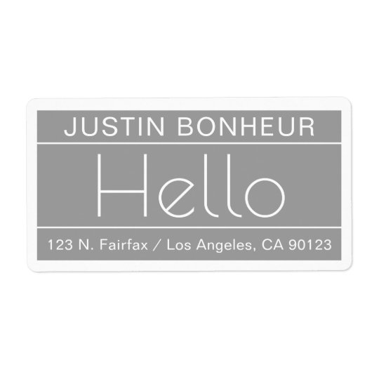 Hallo Modern retouradres w/word " Etiket (Voorkant)