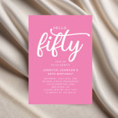 Hallo Modern Roze 50ste verjaardag Kaart