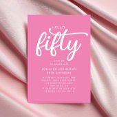 Hallo Modern Roze 50ste verjaardag Kaart