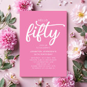 Hallo Modern Roze 50ste verjaardag Kaart