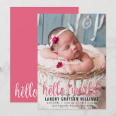 Hallo Modern Roze World Aankondiging (Voorkant / Achterkant)