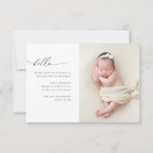 hallo modern script geboorte aankondiging briefkaa (Achterkant)