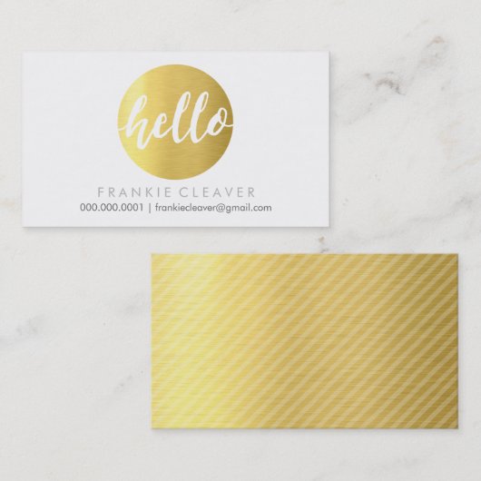 HALLO MODERN SCRIPT Hand getekend vet spot gouden Visitekaartje (Voorkant / Achterkant)