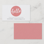 HALLO MODERN SCRIPT Hand getekend vet spot koraal Visitekaartje (Voorkant / Achterkant)