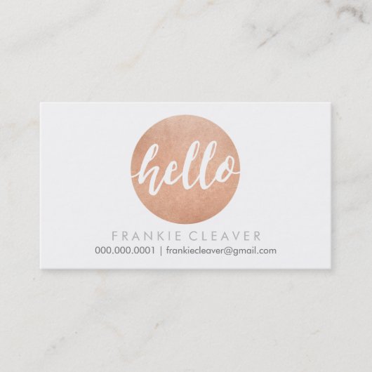 HALLO MODERN SCRIPT Hand getekend vet spot roos go Visitekaartje (Voorkant)