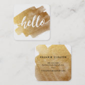 HALLO MODERN SCRIPT Luxe gouden penseelstreek Vierkante Visitekaartje (Voorkant / Achterkant)
