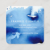 HALLO MODERN SCRIPT waterverf splash blauw Vierkante Visitekaartje (Achterkant)