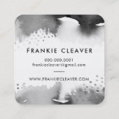 HALLO MODERN SCRIPT waterverf splash grijs Vierkante Visitekaartje (Achterkant)