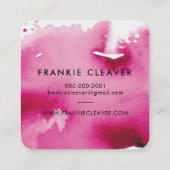 HALLO MODERN SCRIPT waterverf splash roze Vierkante Visitekaartje (Achterkant)