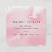 HALLO MODERN SCRIPTARTY waterverf blush roze Vierkante Visitekaartje (Achterkant)