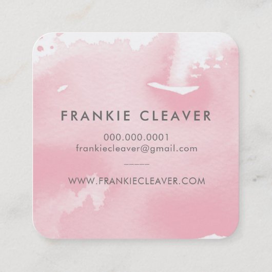 HALLO MODERN SCRIPTARTY waterverf blush roze Vierkante Visitekaartje (Achterkant)