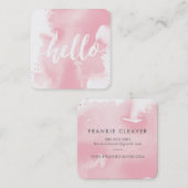 HALLO MODERN SCRIPTARTY waterverf blush roze Vierkante Visitekaartje (Voorkant / Achterkant)