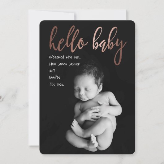 Hallo Modern Simple Baby Geboorteaankondiging Aankondiging (Voorkant)