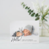 Hallo Modern Twee foto's geboorte aankondiging Briefkaart (Staand voorkant)