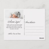 Hallo Modern Twee foto's geboorte aankondiging Briefkaart (Achterkant)