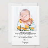 Hallo Modern Wereld Script Foto Pasgeboren Geboort Aankondiging (Achterkant)