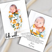 Hallo Modern Wereld Script Foto Pasgeboren Geboort Aankondiging