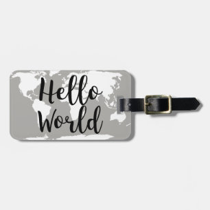 Hallo Modern Wereldkaart Silhouet Bagagelabel