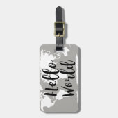 Hallo Modern Wereldkaart Silhouet Bagagelabel (Voorkant verticaal)