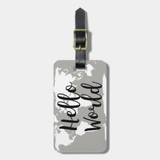 Hallo Modern Wereldkaart Silhouet Bagagelabel (Voorkant verticaal)