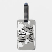 Hallo Modern Wereldkaart Silhouet Bagagelabel (Achterkant verticaal)