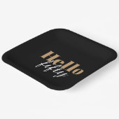 Hallo Modern Zwart 50ste verjaardag Papieren Bordje (Gebogen)