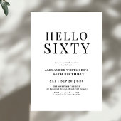 Hallo Modern zwart en wit 60ste verjaardag Kaart