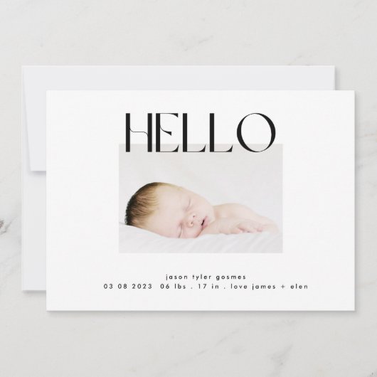 hallo | modern, zwart-wit-minimalistisch aankondiging (Voorkant)