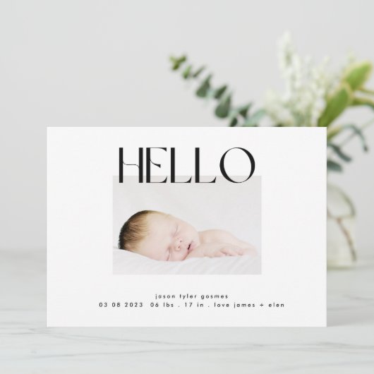 hallo | modern, zwart-wit-minimalistisch aankondiging (Staand voorkant)
