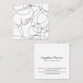 Hallo Modern zwart-wit script typografie Vierkante Visitekaartje (Voorkant / Achterkant)