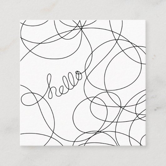 Hallo Modern zwart-wit script typografie Vierkante Visitekaartje (Voorkant)