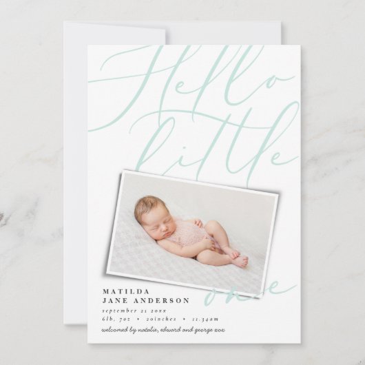 hallo moderne 1 foto aqua script typografie aankondiging (Voorkant)