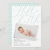 hallo moderne 1 foto aqua script typografie aankondiging (Voorkant / Achterkant)