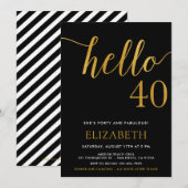 Hallo Moderne 40e verjaardag Kaart (Voorkant / Achterkant)