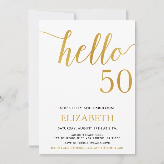 Hallo Moderne 50e verjaardag Kaart (Voorkant)