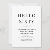 Hallo Moderne 60e verjaardag zwart-wit Kaart (Voorkant)